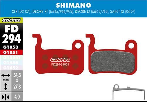 Bike brake pad Shimano XT/LX/XTR 03 Galfer FD294 G1851 Advanced