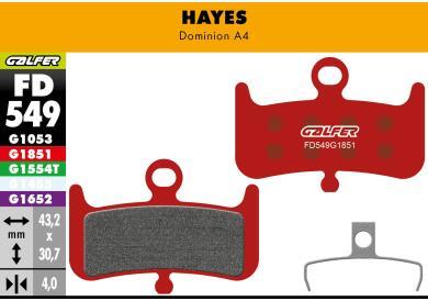 Bike brake pad Hayes dominion A4 Galfer FD549G1851 Advanced